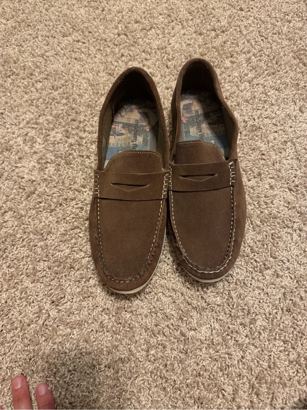 Modern Fiction Men's Brown Suede Penny Loafers Parker Style 9.5 - Picture 3 of 7